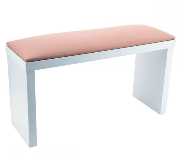 Підлокітник манікюрний на білих ніжках ламінованих м'який рожевий, підставка для рук для манікюру., фото 1