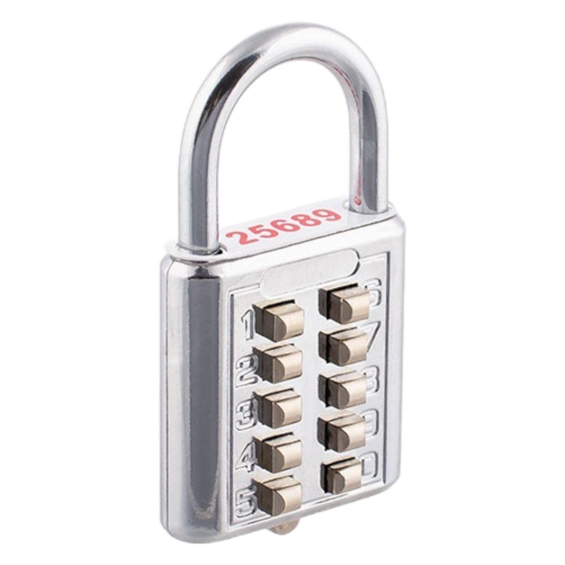 Замок навісний кодовий CH-602 (10 кнопок) 7,5см хром, Кодовий замок з 10 кнопками, Хромований замок без ключа