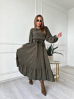 Платье-МИДИ женское вельветовое с поясом 42-44,46-48,50-52 (4 цв.) "IMMA" недорого от прямого поставщика