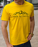 Православные мужские футболки с христианской символикой Walk by faith (Ходить верой), религиозные футболки