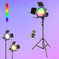 Светодиодный RGB прожектор JSL-216 с пультом и штативом 2м LED лампа видеосвет для студийной съёмки