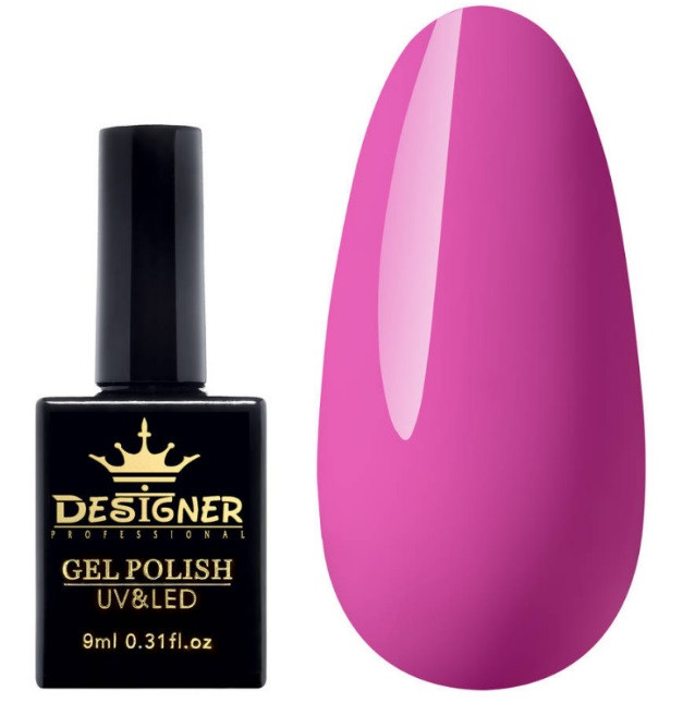 Гель-лак Designer 9 ml - Гель-лак рожевий, глянцевий гель лак для манікюру для LED лампи, лак Дизайнер