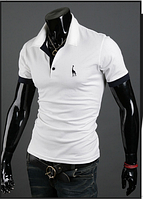 Мужская футболка с V-образным вырезом и воротником ХL (белый) код 56