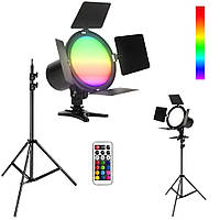 Светодиодная RGB лампа видеосвет с пультом и штативом 2м JSL-216 LED прожектор для фото и видеосъемки