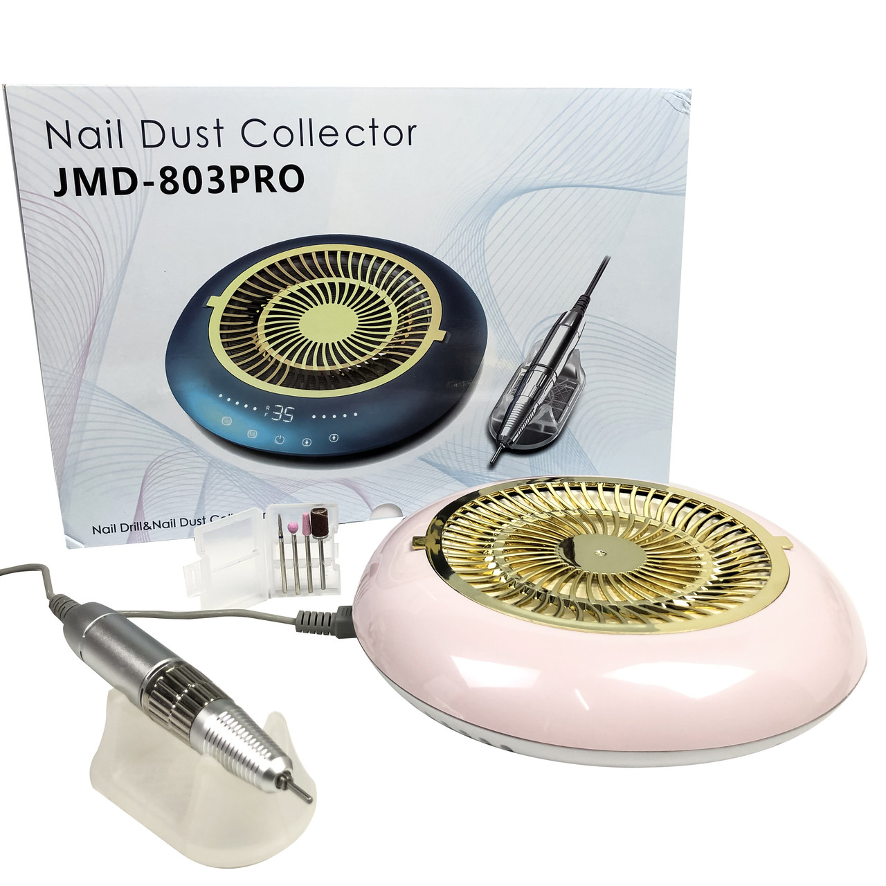 Фрезер для манікюру JMD-803 Pro 60 Вт з витяжкою 2 в 1 сенсорний манікюрний апарат для зняття гель лаку з фрезами