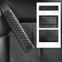 Чехол накладка для автомобильного ремня безопасности на липучке 1 шт. Черный