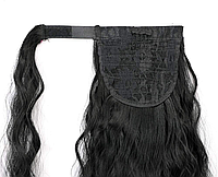 Накладной волнистый хвост шиньон на лентах с гребешком, кудрявые волосы