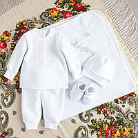 Полный теплый набор для крещения мальчика костюмчик с крыжмой от ТМ Ladan