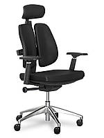 Офисное кресло Mealux Tempo Duo хром черное с двойной эргономичной спинкой