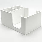 Органайзер для цукру, паличок і серветок на 3 відділення 22х15х10см, білий барний органайзер, фото 3