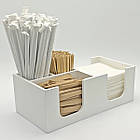 Органайзер білий для серветок, цукру і паличок, органайзер барний на 4 комірки, 29х15х10, фото 4