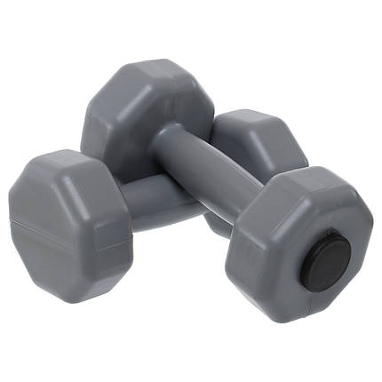 Гантелі по 1кг для фітнесу композитні 2шт, 1пара загальна вага 2кг, сірий колір, Україна, фото 2