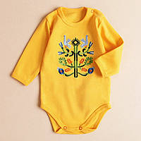 Вышитый детский боди с этно орнаментом, боди вышиванка для младенцев с вышивкой Гусаки от ТМ Ladan