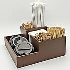 Органайзер на 6 секцій, коричневий, підставка для серветок, трубочок, цукру в кав'ярню, фото 3