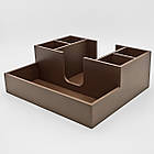 Органайзер на 6 секцій, коричневий, підставка для серветок, трубочок, цукру в кав'ярню, фото 2