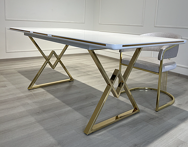 Стіл білий модний обідній, розкладний, Дюна