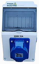 Щит на 6 модулів з розетками 220В 16-32А, без автоматичних вимикачів.