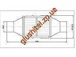 Каталізатор універсальний круглий 120.2134 В 3600 E3 (об'єм 2,8-3,6 л, діаметр входу 55 мм, довжина 446 мм,
