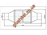 Катализатор универсальный круглый 120.2134 В 3600 E4 (объем 2,8-3,6 л, диаметр входа 55мм, длинна 446мм,