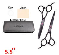 Профессиональные парикмахерские ножницы для стрижки волос для левши комплект Damber 5,5, Черный цвет