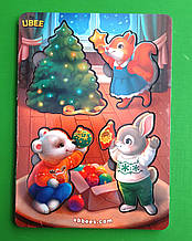 Дерев'яний вкладиш, Новорічні вкладки з фоном, Ялинка, (ПСД223), UBumblebees