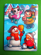 Дерев'яні пазли-вкладиші з фоном, Новорічні-3, (ПСД225), UBumblebees