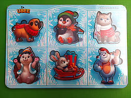 Новорічні вкладки, з фоном, 6 штук, Їжак, (ПСД244). Формат А5, UBumblebees