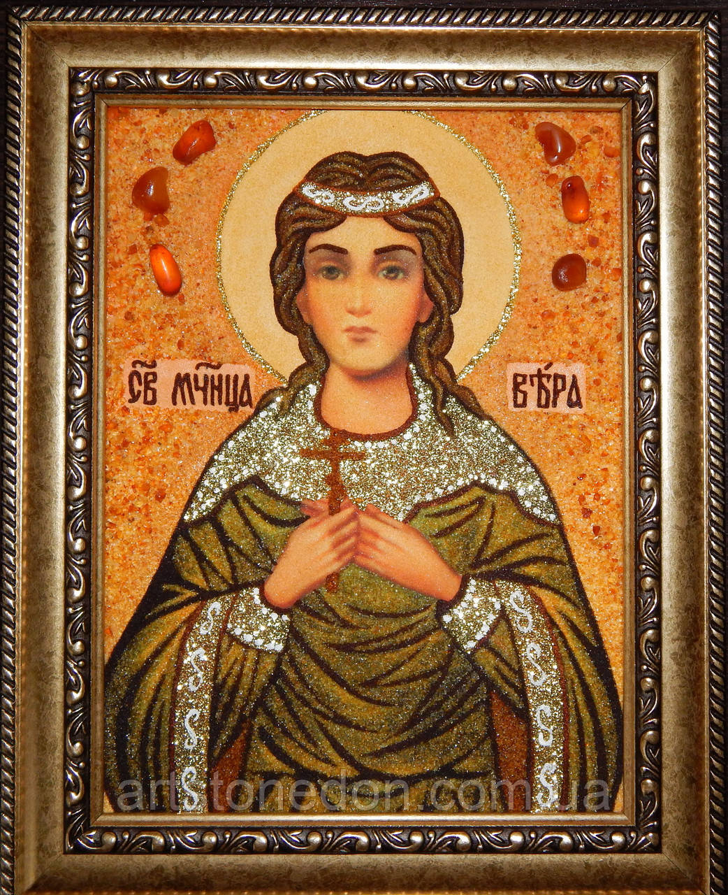 Ікона з бурштину  Свята мучениця Віра
