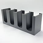 Органайзер для стаканів і кришок на 4 комірки, барний органайзер 43х16х11см, графіт, фото 2