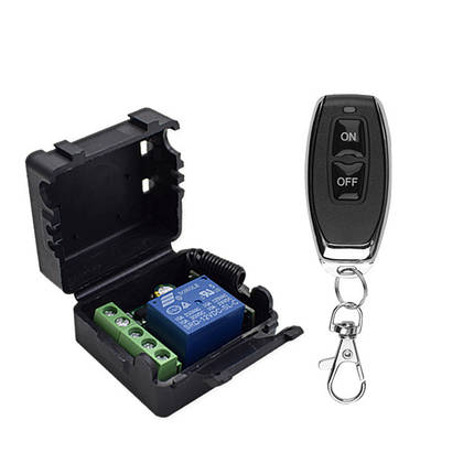 Реле 1-канальне 12В 433/315МГц, пульт, Arduino, 2 кнопки ON/OFF, фото 1