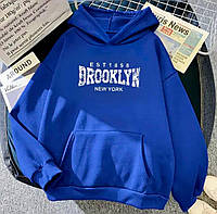 Батник женский с надписью *BROOKLYN* трехнитка на флисе 42-44,46-48 (3 цв.) "KAKAO" от прямого поставщика