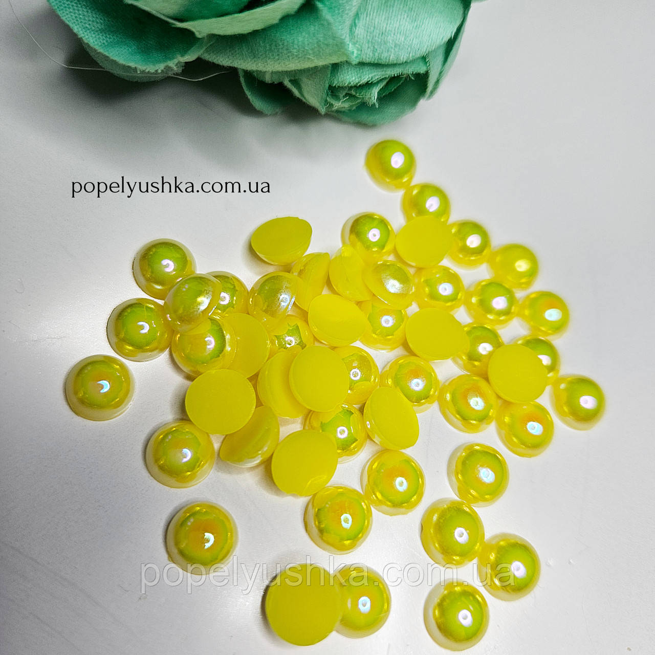 Половинки намистин 8 мм жовті хамелеони, фото 1