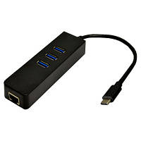 Переходник Dynamode USB 3.1 Type-C - RJ45 Gigabit Lan, 3*USB 3.0 (USB3.1-TypeC-RJ45-HUB3) ТЦ Арена ТЦ Арена