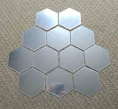 Дзеркальні пластикові наклейки шестикутники 12,6 х 11 х 6,3см 12шт набор Б239