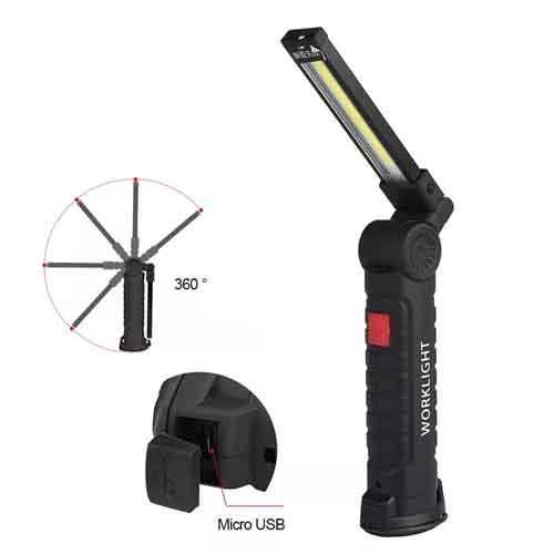 Ліхтар WORKLIGHT-W52-SMD+COB (white+red), Li-Ion акумулятор, поворот 180º+180º, магніт, затиск, гак, ЗУ microUSB, фото 1