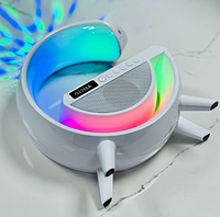 Настольная смарт лампа проектор G-Smart RGB 15W Light Sound Machine с беспроводной зарядкой и Bluetooth-колонк