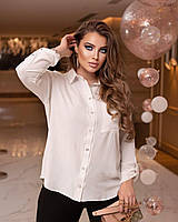 Блузка-рубашка женская американский креп однотон 54; 56; 58; 60 "ASTRA" недорого от прямого поставщика