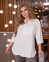 Блузка-рубашка женская американский креп 52; 54; 56; 58 (БЕЛЫЙ) "ASTRA" недорого