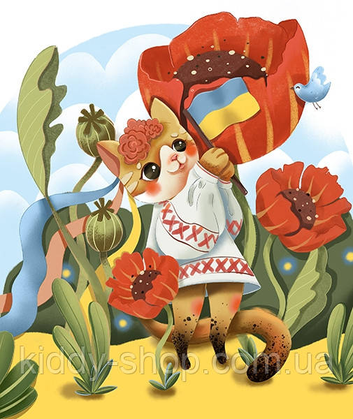 Алмазна вишивка. Картина на картоні Киця-переможниця, розмір 21х25 см, фото 1