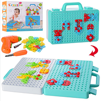 Розвиваюча дитяча Мозаїка "Bambi Creative Box" LZ5831 у валізці 399 деталей з шуруповертом і викруткою.