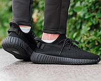 Черные мужские текстильные кроссы Adidas Yeezy Boost 350 - Full Black Toywo Чорні чоловічі текстильні кроси