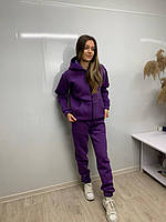 Жіночий теплий спортивний костюм тринитка на флісі лаванда розмір