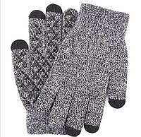 Перчатки утепленные зимние, с сенсорным покрытием, светло-серый меланж