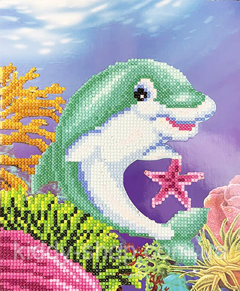 Алмазна вишивка. Картина на картоні "Дельфін та зірка , розмір 21х26, фото 1