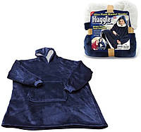Толстовка худи оверсайз плед халат с капюшоном Huggle Hoodie,теплый,оверсайз,синий,PR