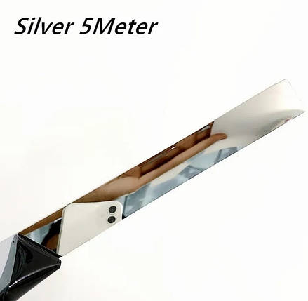 Дзеркальна металева наклейка Срібло смуга 5 м х 2 см, фото 2