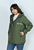 Куртка женская демисезонная STYLE с капюшоном 48-50;52-54;56-58 (хаки) "ALISA" недорого