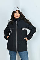 Куртка женская демисезонная STYLE с капюшоном 48-50;52-54;56-58 (чёрный) "ALISA" недорого