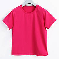 Женская футболка базовая насыщенного розового цвета Фуксия однотонная без рисунка от ТМ Ladan