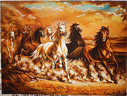 Картина з бурштину Табун коней